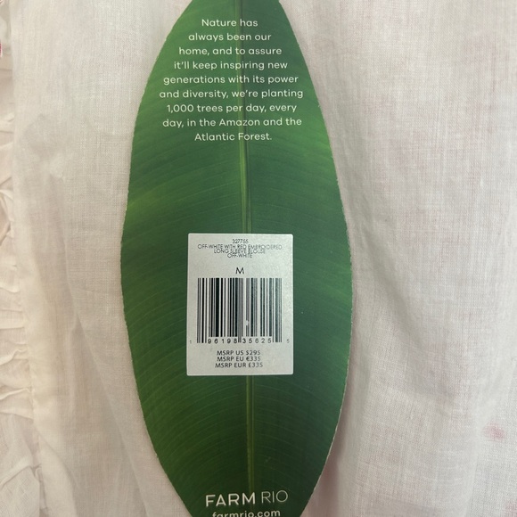 FARM Rio White Blouse with Red Floral Embroidery New With Tags Medium - Picture 8 of 10